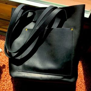 Barely used Portland Leather Goods crossbody tote in black.